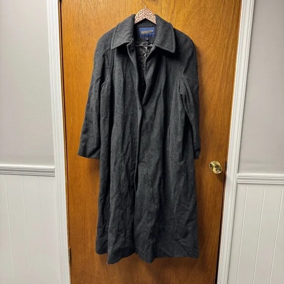 Pendleton Vtg Vintage Wool Long Coat Trench Grey Gray 18 READ - Picture 13 of 13